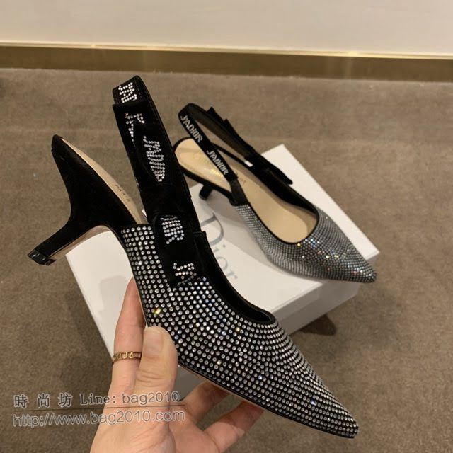 DIOR女鞋 迪奧2021專櫃新款J’ADIOR織帶尖頭涼鞋 Dior水鑽露跟涼鞋  naq1517